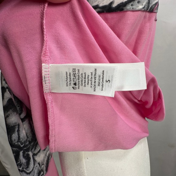 LuLaRoe Amber Hoodie Womens Small Pink Floral Breast Cancer Ribbon Pullover S - Picture 4 of 10